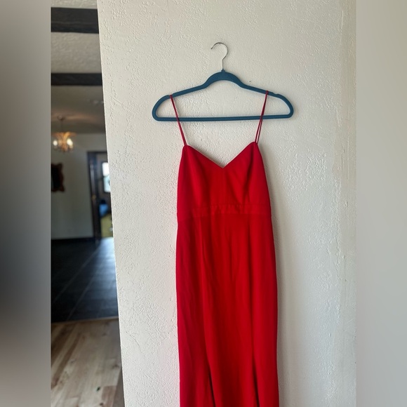 Fame and Partners Red Long Maxi Dress Gown Prom Evening Chiffon Mermaid Formal 4 - Picture 3 of 12